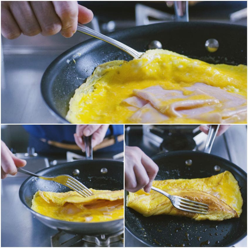 Omelette con emmental e prosciutto