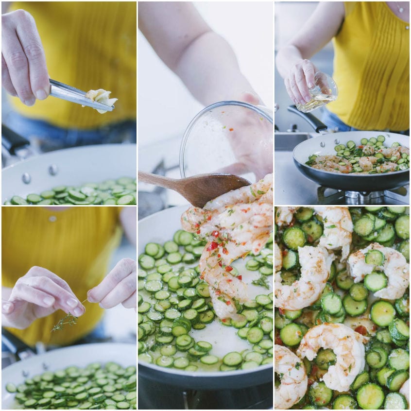 Spaghetti con gamberi e zucchine