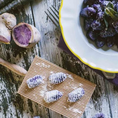 Gnocchi di patate e carote viola, di un colore intensissimo