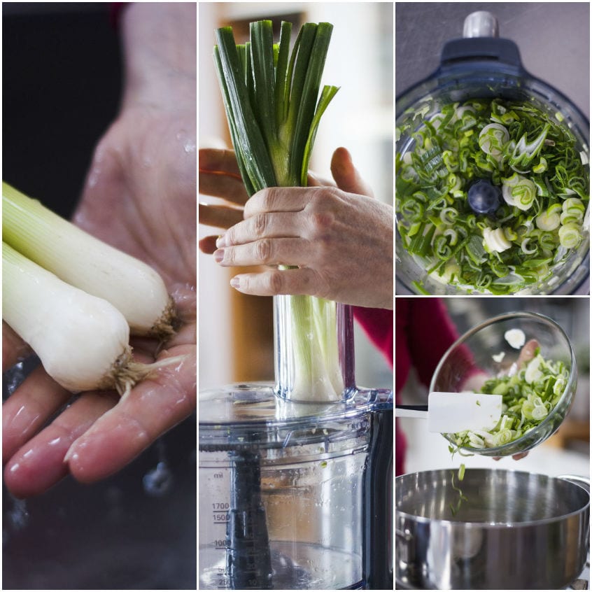 Vellutata di asparagi e spinaci con crema al caprino