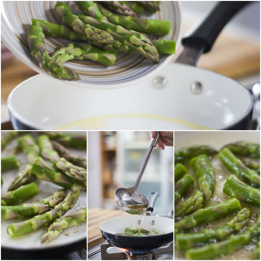 Vellutata di asparagi e spinaci con crema al caprino