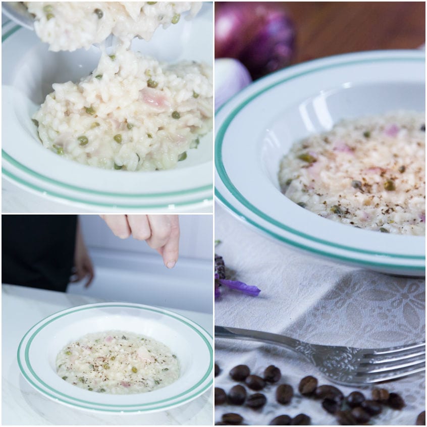 Risotto con capperi, cipolla rossa e caffè