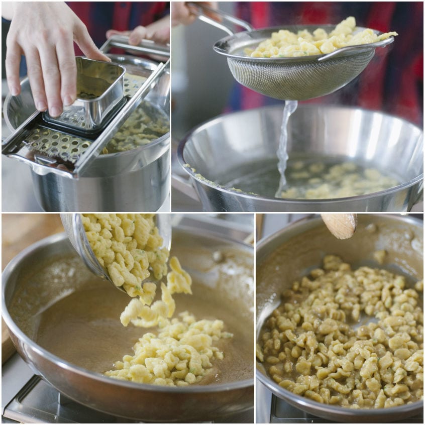 Spatzle con costolette d'agnello e funghi