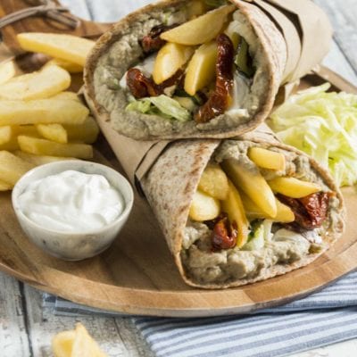 Piadina gyros di verdure con babaganoush, e zucchine