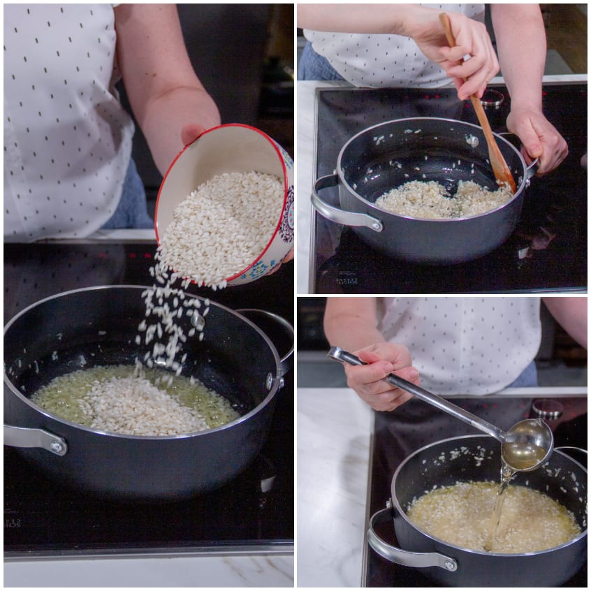 Risotto cacio e pepe cipolla tostare il riso