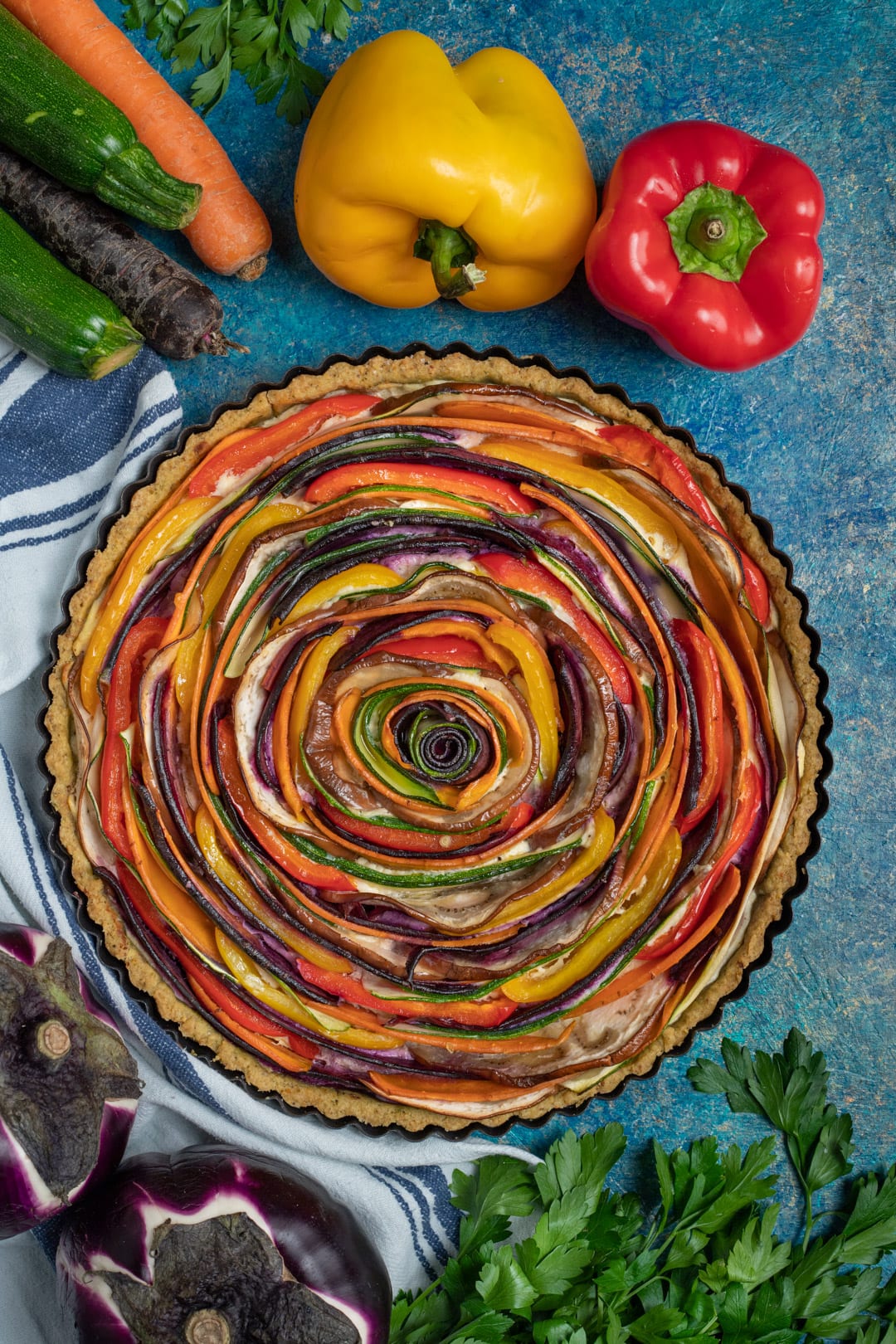 Torta salata di verdure a spirale