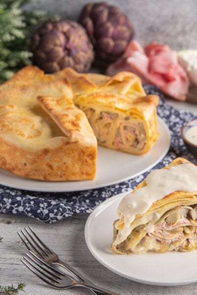 Torta con crepes e gorgonzola