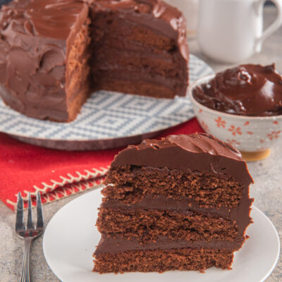 Una torta al cioccolato di origine americana, composta di strati di pan di Spagna al cacao con farcitura e copertura di ganache al cioccolato